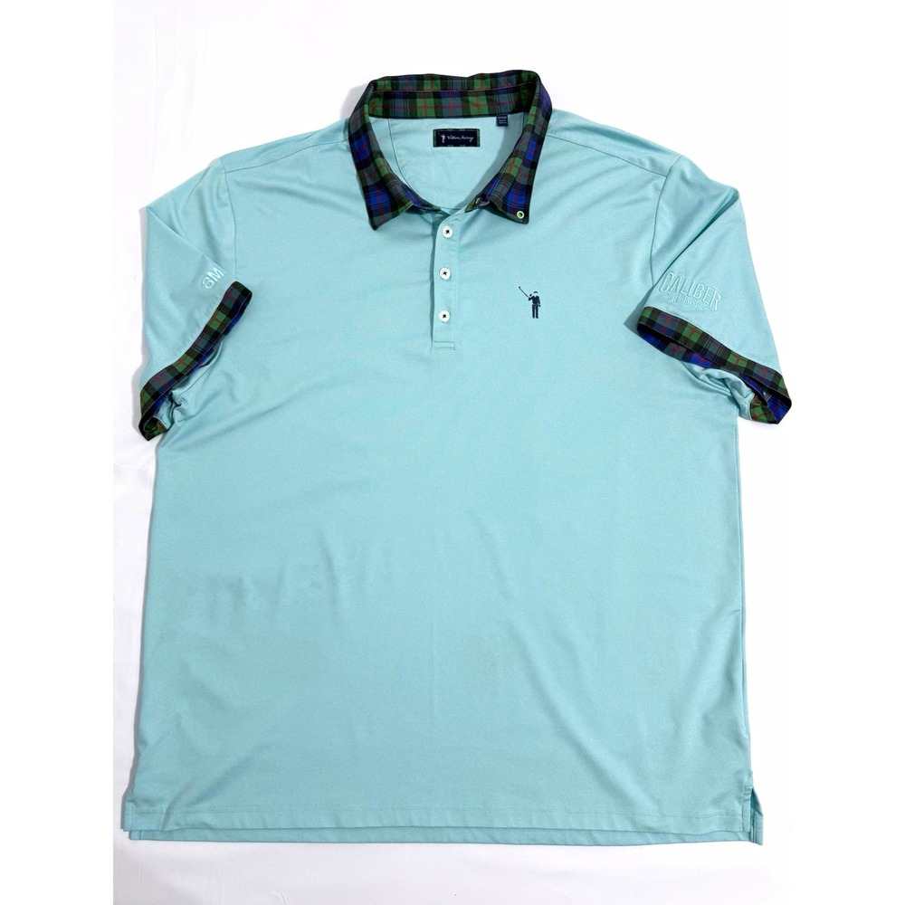 William Murray Caliber Classic Men's 2XL Light Blue Solid Knit Golf Polo Shirt